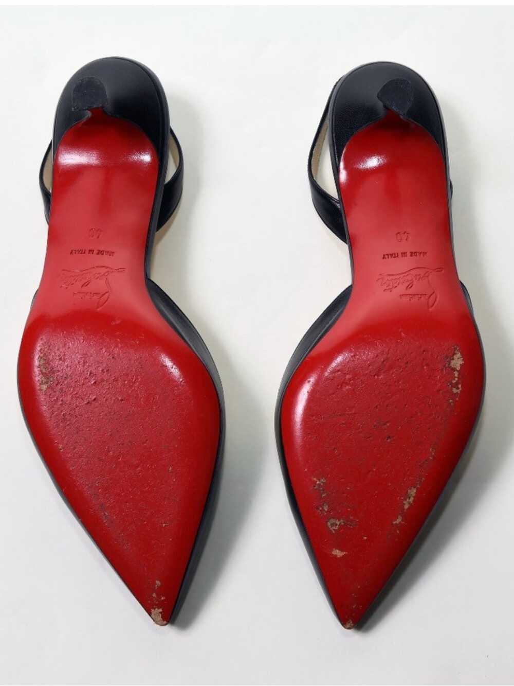 Christian Louboutin Black Pointed Slingback Pumps - Picture 2 of 8